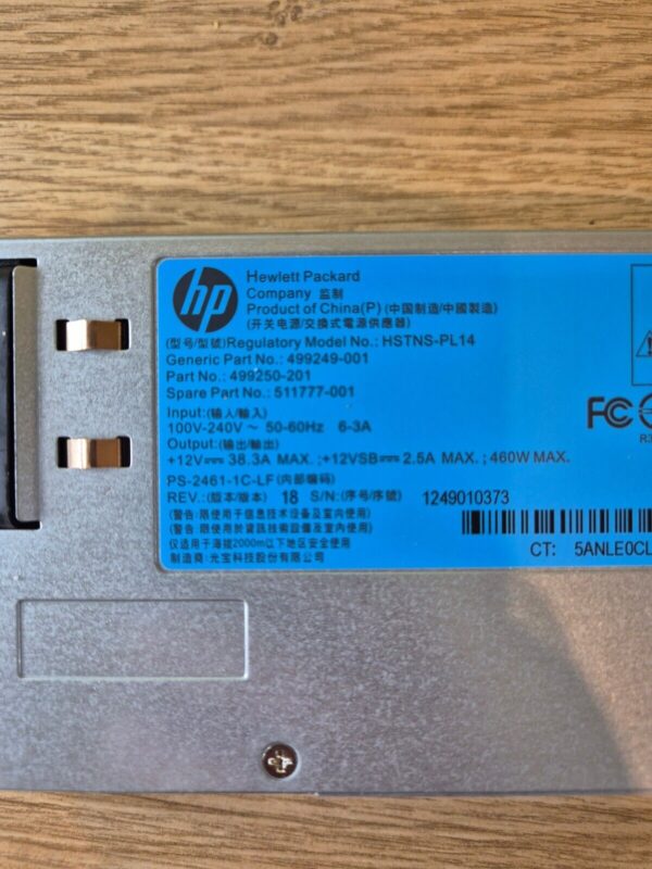 HP HSTNS-PL14 499250-201 499249-001 460W HE 12V power supply PS-2461-1C-LF