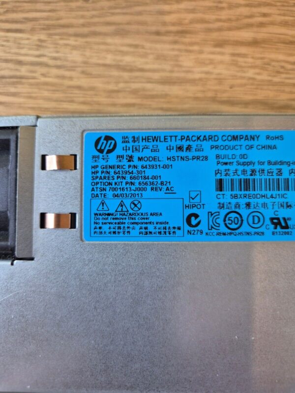 656362-B21 HP 460W Common Slot Platinum Plus Power Supply 660184-001 643931-001 - Image 3
