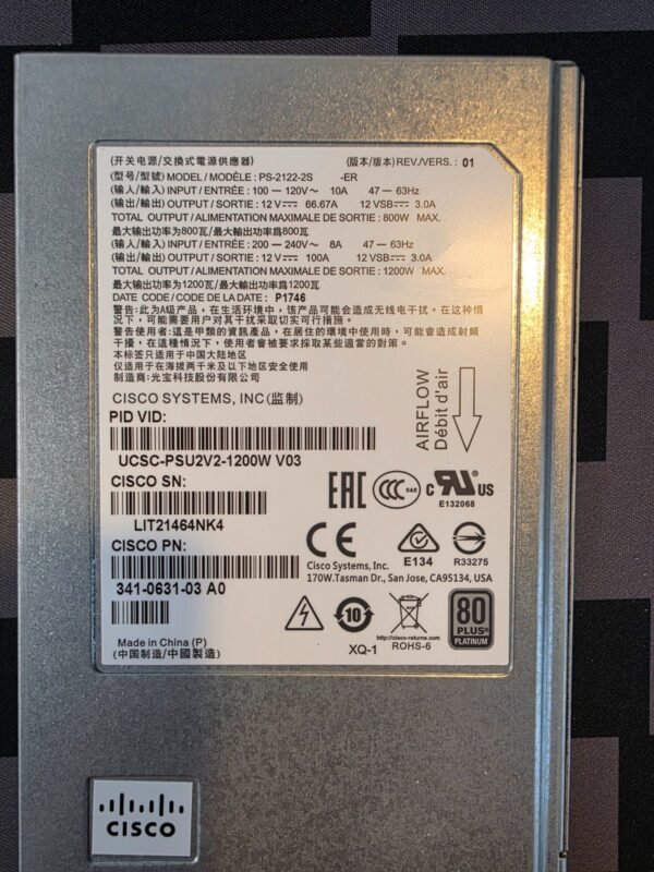 Cisco UCSC-PSU2V2-1200W 1200W 80+ Platinum Hot-Swap PSU — Tested Working - Image 4